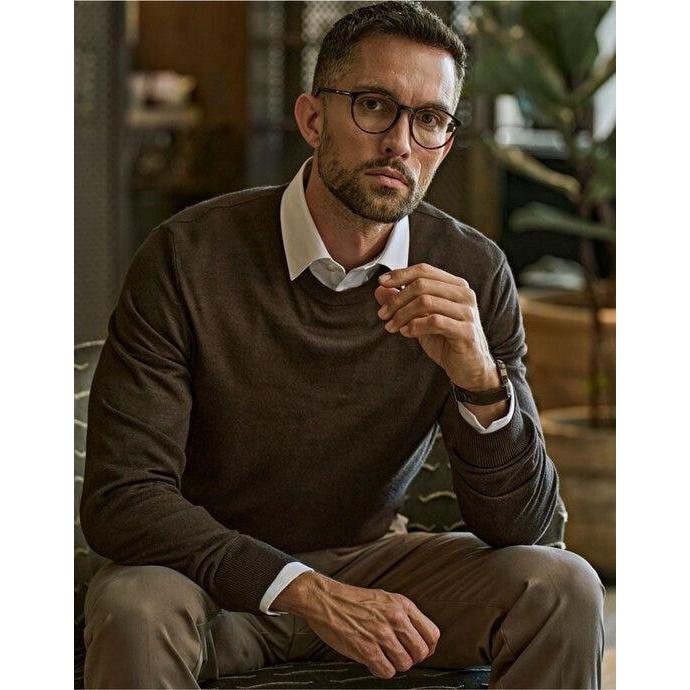 Tee Jays Suéter de punto con cuello redondo para hombre