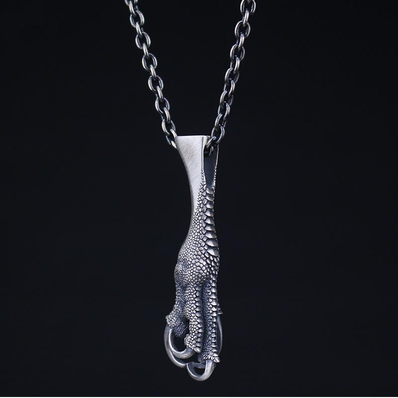 Vintage přívěsek s dračím drápem pro pánské šperky Osobnost dominantní Trendy řetízkový náhrdelník 925 mužský dárek k narozeninám retro