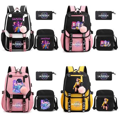 3Pcs/set Anime Kpop Demon Hunters Printed Backpack with Shoulder Bag Pencil Case for Teenager Girl Boy Bookbag Large Capacity Travel Bag Kid Gift