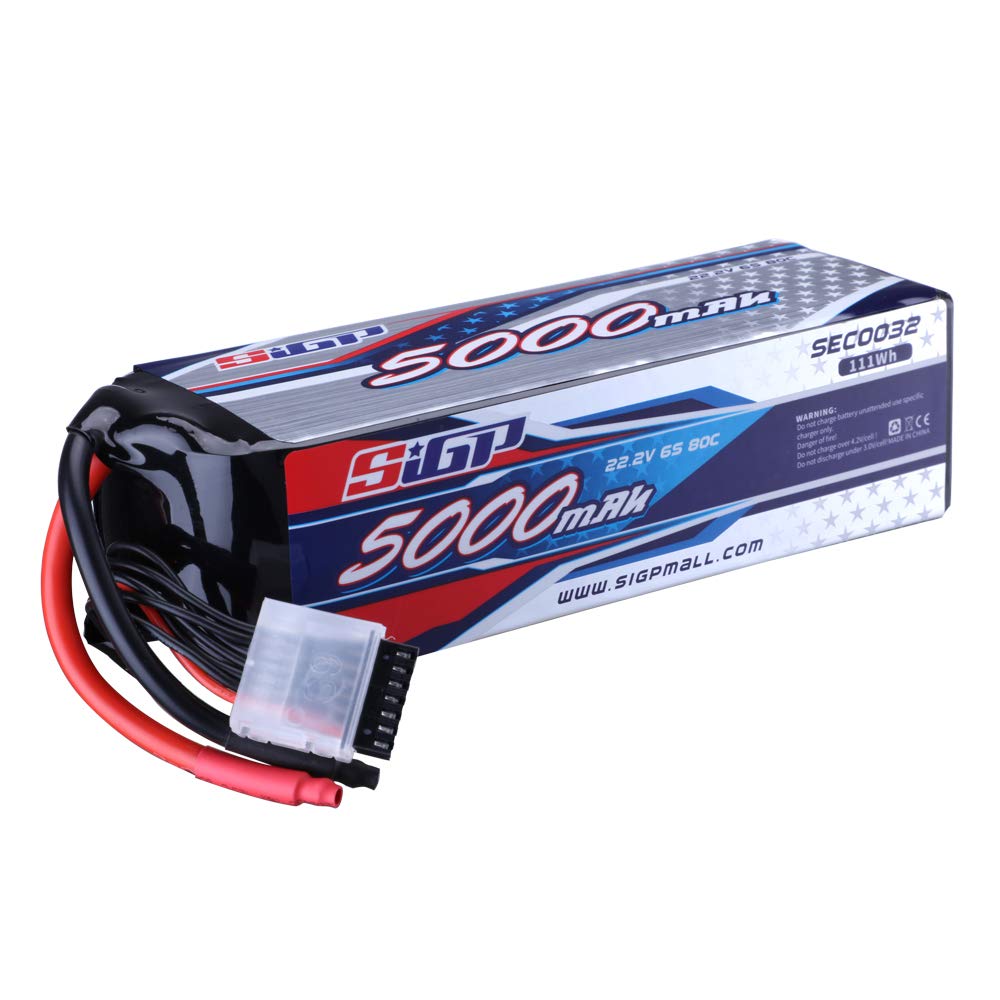 SIGP 6S 22.2V LiPo 5000mAh 80C Soft Pack for RC Helicopter Airplane FPV Drone Quadcopter Racing Hobby