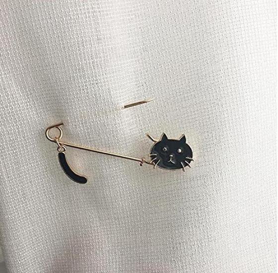 Cute white and black cat pin brooch 1 dozen safety pin brooch pin kitten accessory parts handmade craft tail
