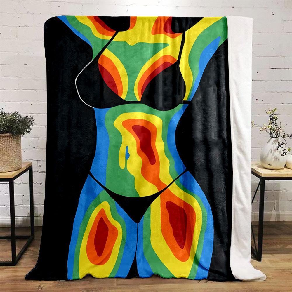 Thermal Imaging Body Print Blanket Bedroom Blanket for Livingroom Couch Lunch Break Soft Throw for Friend's Festival Gift