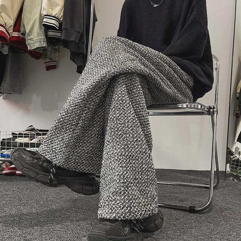 

Мужские винтажные американские ретро широкие серые шерстяные брюки XXXL