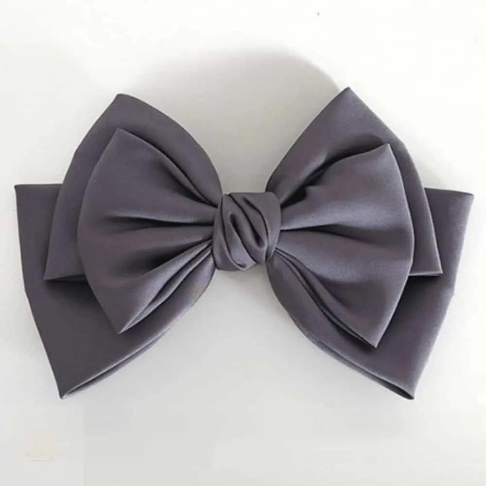 ASSHOP Gray Silk 3-Tier Knot Hair Pin Luxurious Ribbon Pin