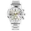 Fashion Men Round Sub-dials Decor Alloy Band Analog Quartz Wrist Watch Gift