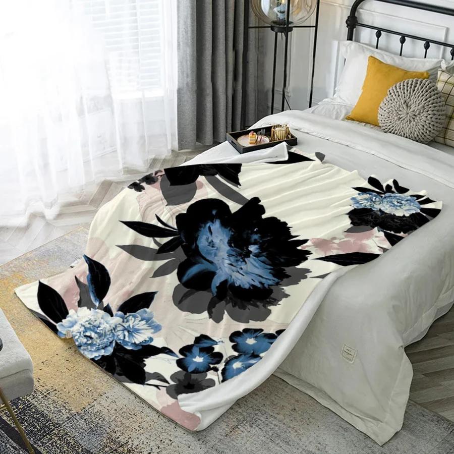 

Floral Pattern Blanket Microfiber Flannel Cover Blanket Bedroom Living Room Sofa Soft And Comfortable Home Decoration 130x150cm