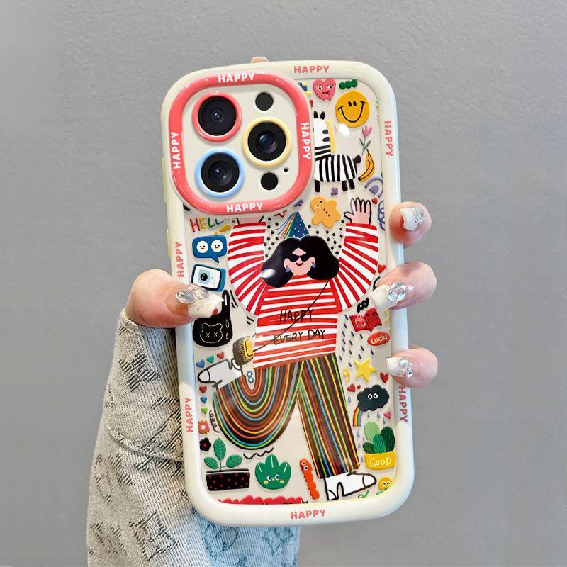 

Подходит для 15 телефонов Чехол с ремешком Высококачественное ощущение IPhone 14 Pro Ниша Новая модель Счастливый Допамин iPhoneXSMax