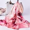 Women 100% Real Silk Long Scarf Luxury Flower Print Chinese Silk Headband Scarves  Natural Silk Shawls Wraps Foulard Femme