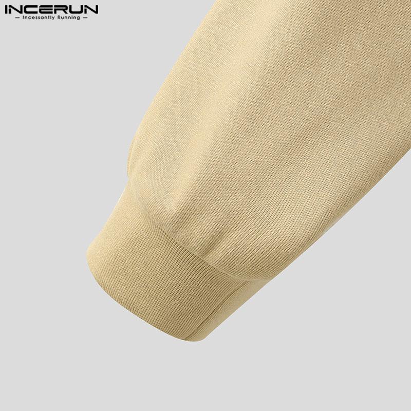 INCERUN Men Spring Cutout Long Sleeve Print Loose Pullover Sweatshirts
