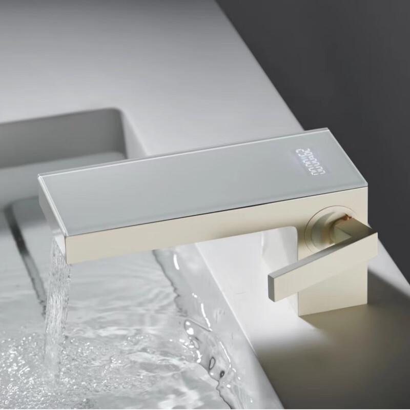 Copper Waterfall Digital Display Hot & Cold Basin Faucet with Shelf