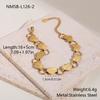 GEMCHIC Women's 18K Gold Plated Stainless Steel Heart Hollow Necklace Bracelet Set Geometric Chain Fashion Jewelry