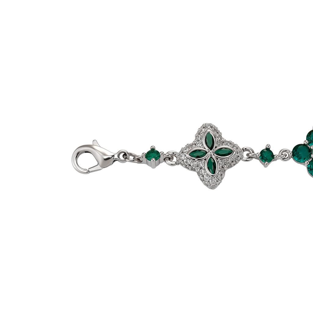 TOPGRILLZ Eiskaltes Klassisches Messing Armband Damen Verstellbar Vierblättriges Kleeblatt Kettenarmband Mit 5A+ Zirkonia Für Party