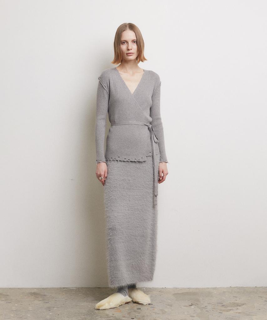 Loutaideu Hairy Knit Skirt [Grey]