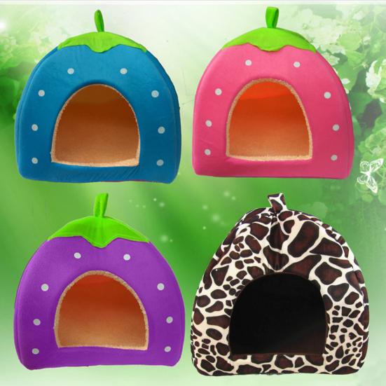 Strawberry Dog Puppy Cats Indoor Foldable Soft Warm Bed Pet House Kennel Tent