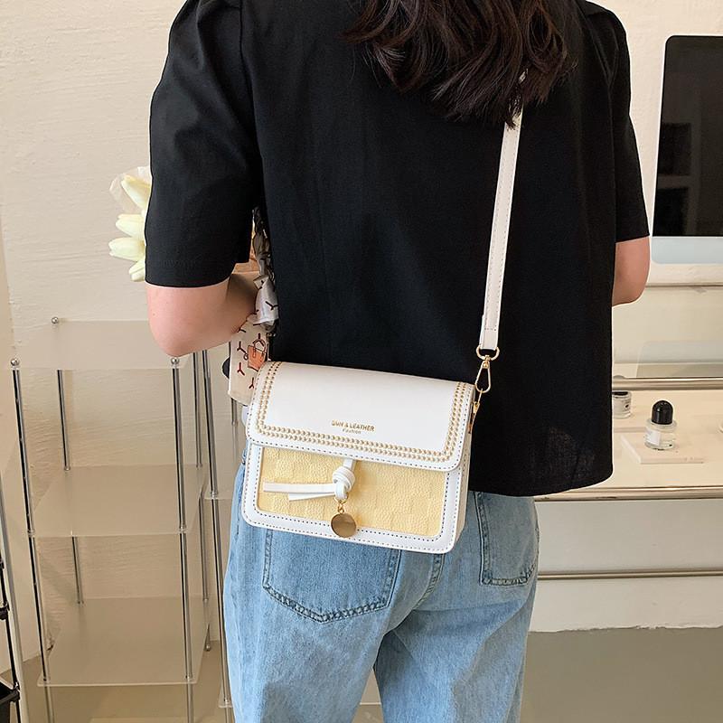 2024 New Color Block Women's Shoulder Bag Ins Fashion Plaid Scarf Crossbody Bag