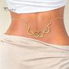 Beach Bikini Accessory Double Snake Wrap Waist Chain, Adjustable Layered Belly Chain for Women, Vintage Gold Lightweight Metal Belt Fashion