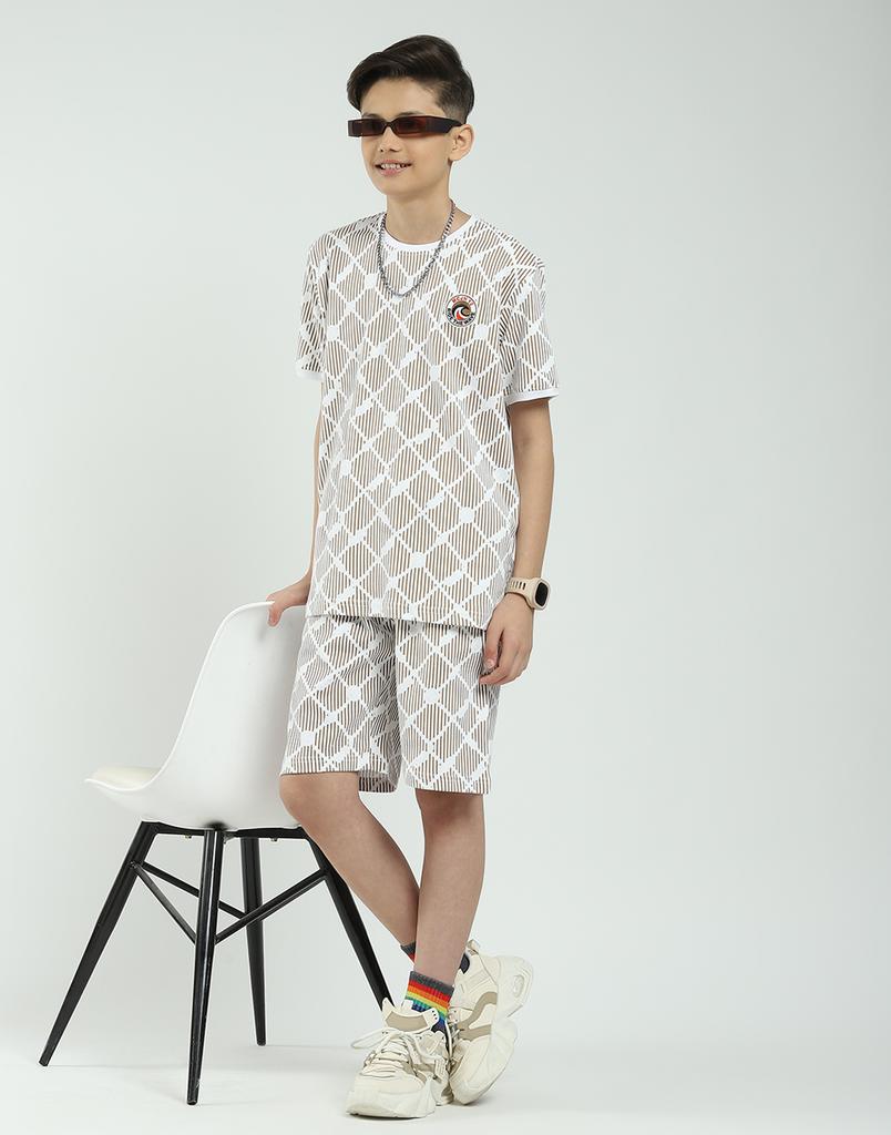 MONTE CARLO Boys Regular Fit Printed Half Sleeve Bermuda Set