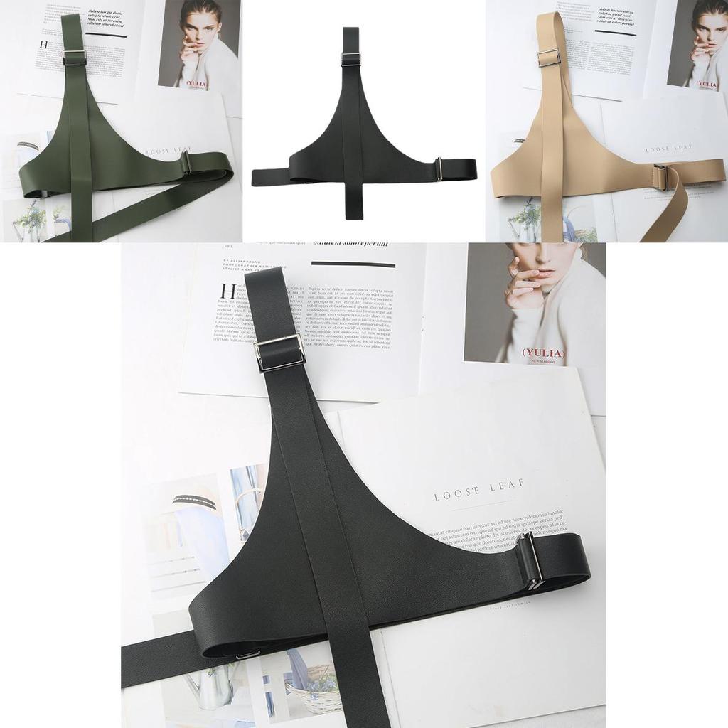 Camel Triangle Belt With Wide Pu Strap And Metal Buckle For Casual Streetwear