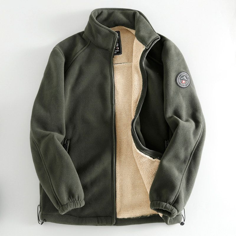 Japanese Quality~ Winter Thickened Warm Men's Mid-Length Fleece Jacket Zip-Up Cardigan Top
