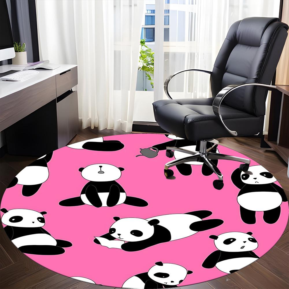 1pc Panda Circle Office Round Area Rug, Under Office Chairs Bedroom Living Room Home Decor, Room Deco, Available in Various Sizes