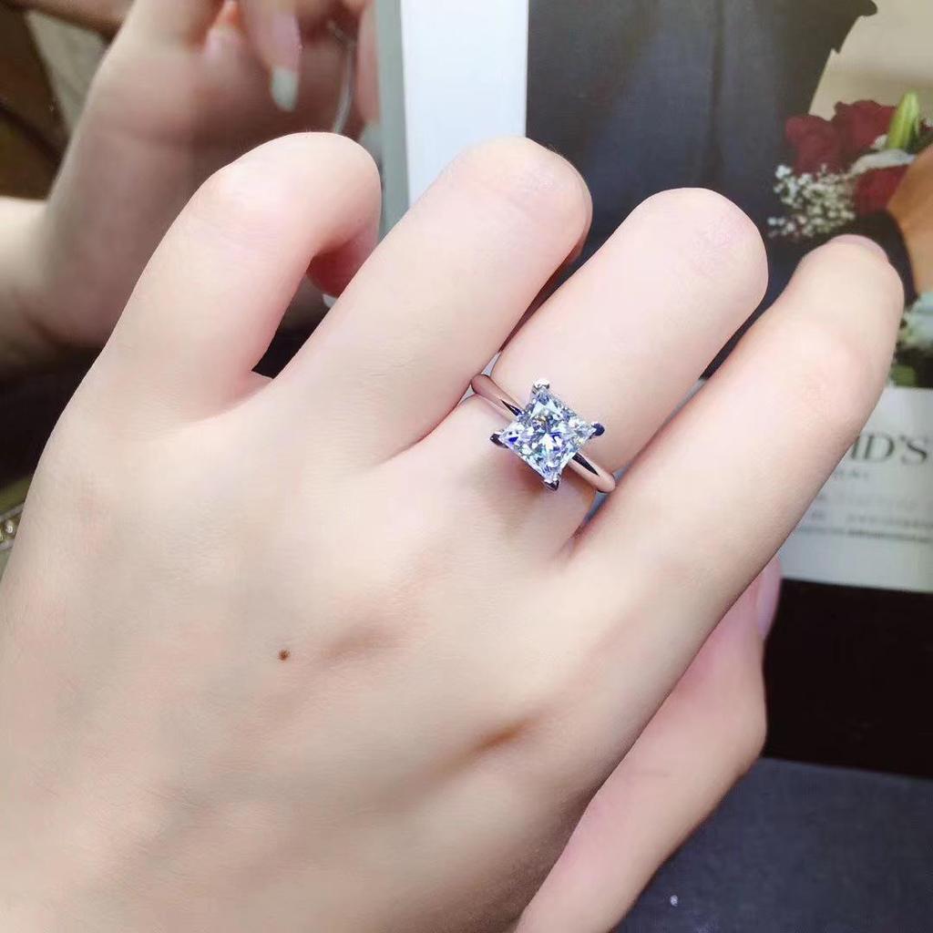 Minimalist Square Zircon Diamond Wedding Ring for Women - Elegant Princess Style Jewelry