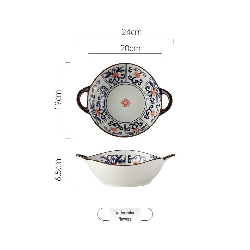 Vintage Ceramic Double-Handled Soup & Noodle Bowl Set of 2
