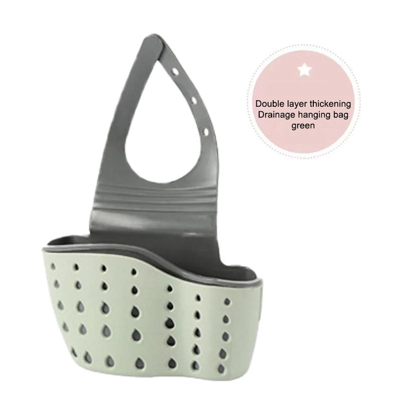 1Pc Sky Blue Creative Sink  And Drainage Rack Hanging Bag Kitchen Faucet Adjustable  And Hanging Basket Sink strainer Strainer