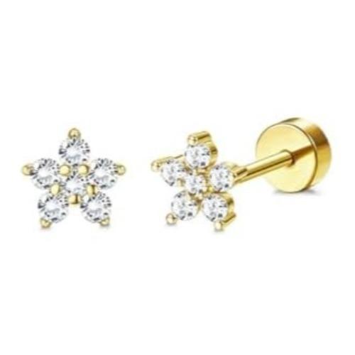 Drperfect 1Pair Flat Back Earrings for Women Surgical Steel Earrings for Sensitive Ears Hoop Stud Cartilage Tragus Piercings