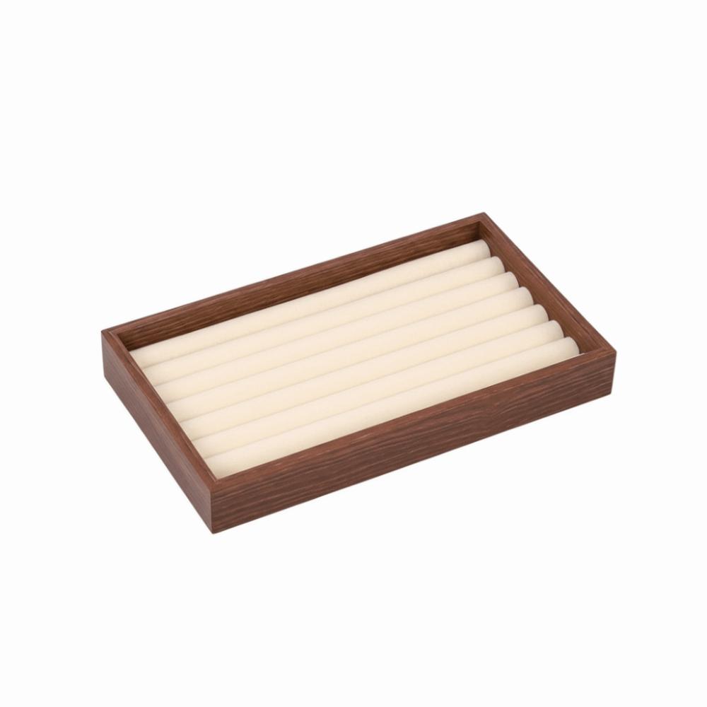 23X13X3CM Smyckestallrik Valnöt Material Flanellfoder Smyckesförvaringslåda Stor Kapacitet Trämaterial Förvaringslösning