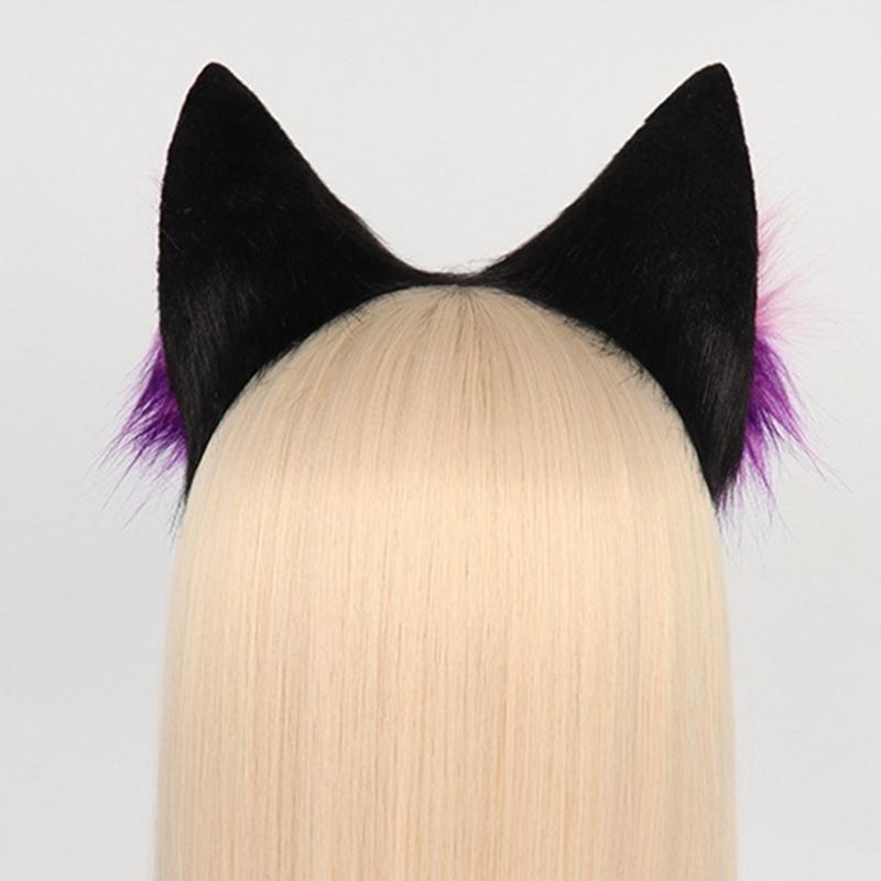 Anime-Cosplay Props Foxes Ears and Tail Set Plush Furry Animal Ears Hairhoop with Foxes Tail Fancy-Dress Party Costumes