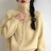 2026 New Soft High Neck Button Down Womens Cardigan Sweater Korean Style Ins Fashion Winter Fall Cozy Knit