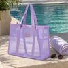 Borsa da Spiaggia in Rete, Borsa Leggera ad Alta Capacità, Svuotamento Rapido Traforata, Borsa a Shopper Ultraleggera per Viaggio, Articoli da Toeletta, Cosmetici