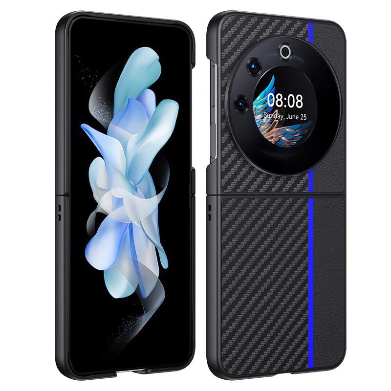 Suitable for Transsion PhantomVFlip Mobile Phone Case Carbon Fiber Kevlar Pattern Anti-drop Ultra-thin Leather Case Protective Case