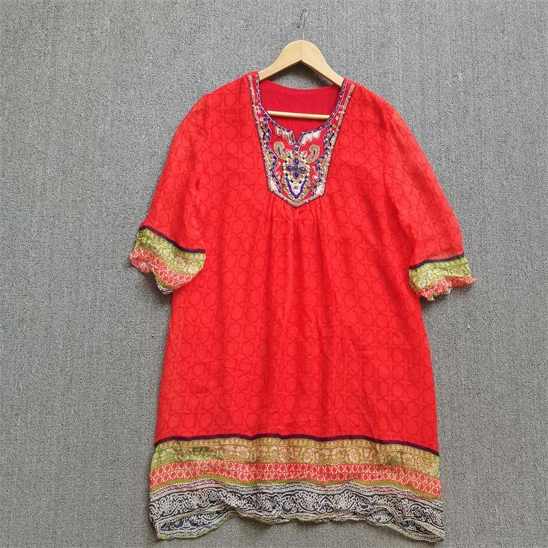 

Летнее платье из 100% шелка, шелковый креп-де-шин, средней длины, длинное, модное, для европейских станций, праздничное, женская одежда, юбки Red L have dirty white