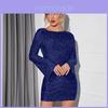 Elegant Slit Backless Mini Dress With Glittering Sequin Fabric For Party And Club Wear