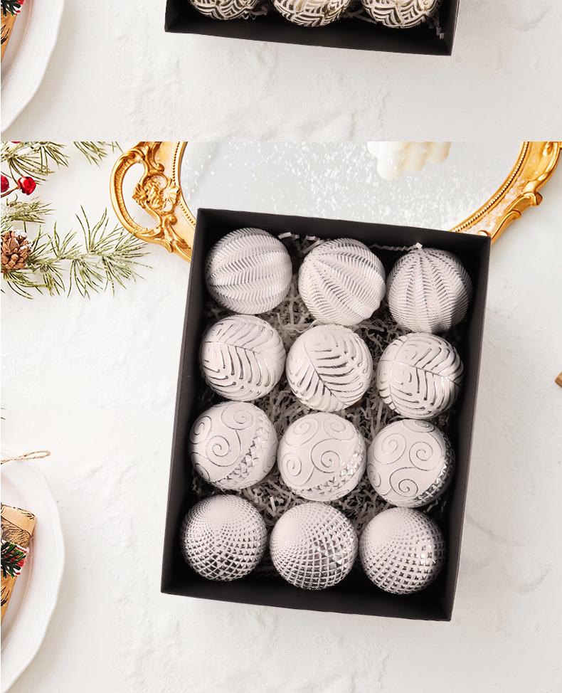 Retro 8cm Christmas Ball Set: 12 Decorative Ornaments for Festive Scenes and Tree Decoration