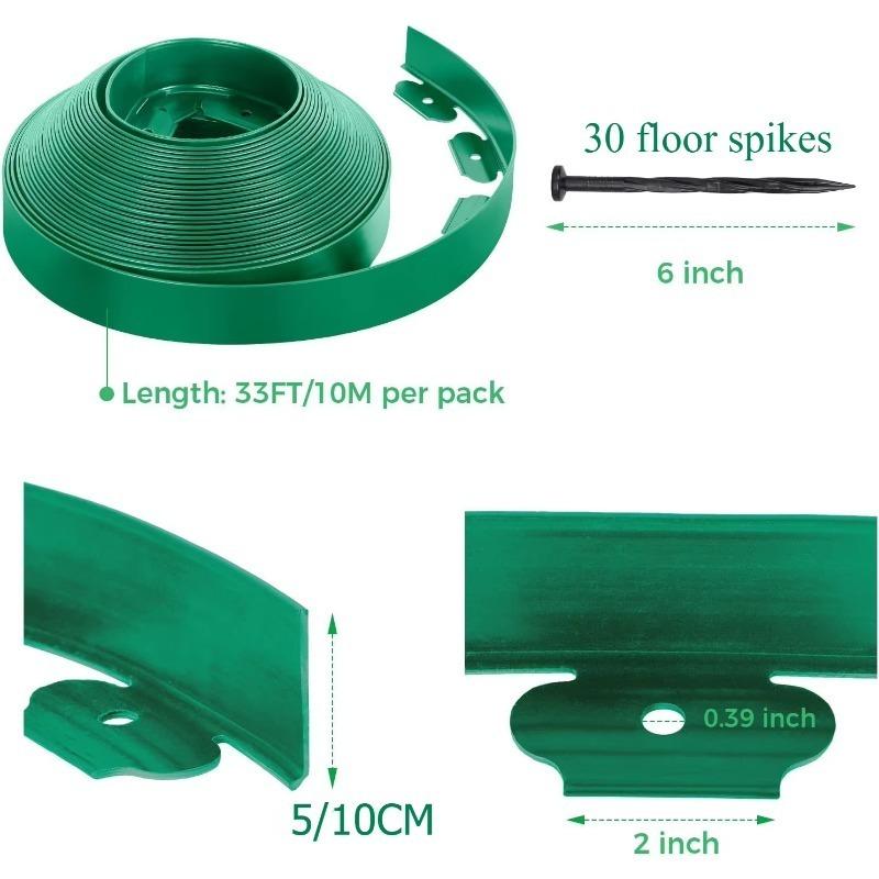 10M Flexible PVC Garden Edging with 30 Spiked Anchors Heavy Duty Lawn Border Kit Weather Resistant Landscape Tool