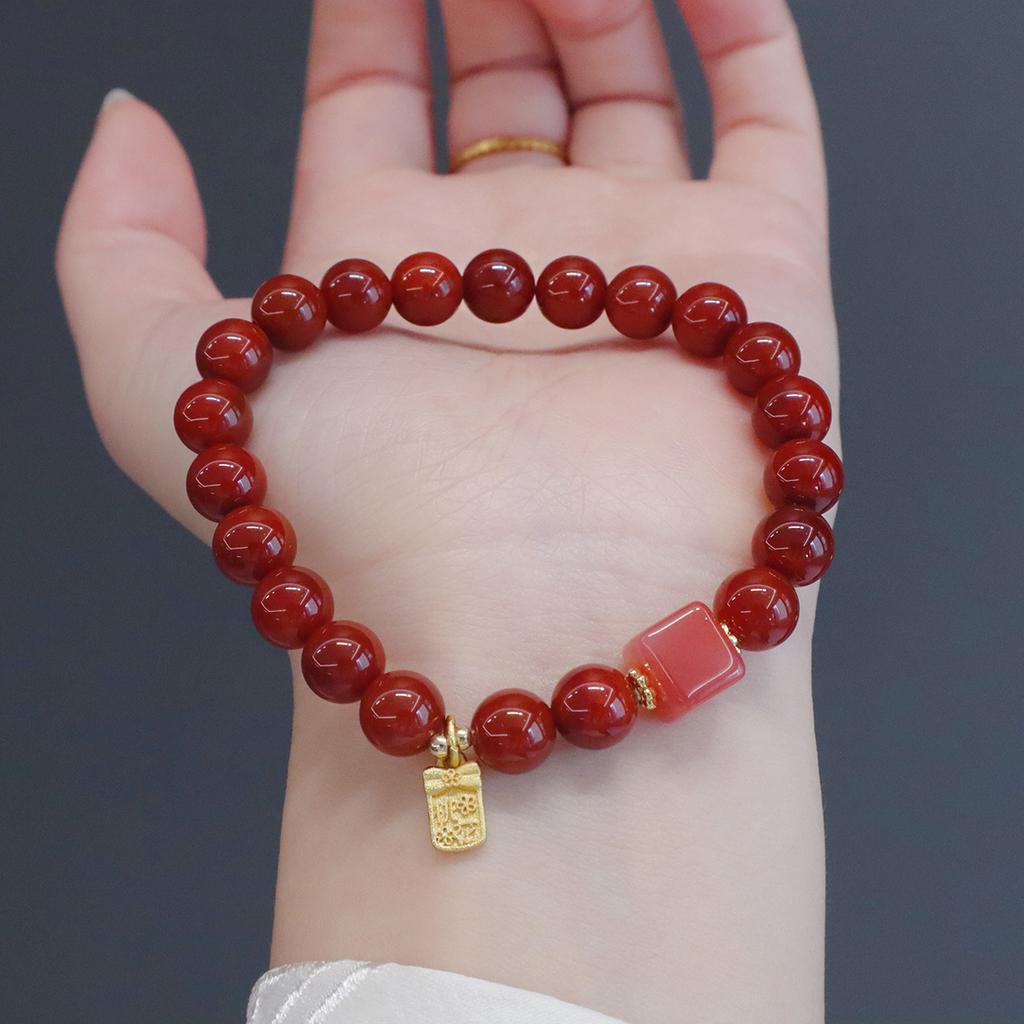 Natural Nanhong Agate Braceletfashion Women Daily Jewelry Gift