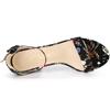 Allegra K Women's Open-Toe Ankle Strap Sandals with Chunky Heels, Black Flowers, Size 26.0cm