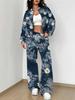 Flame pattern splicing autumn and winter new European and American women's clothing retro pattern printing suit women