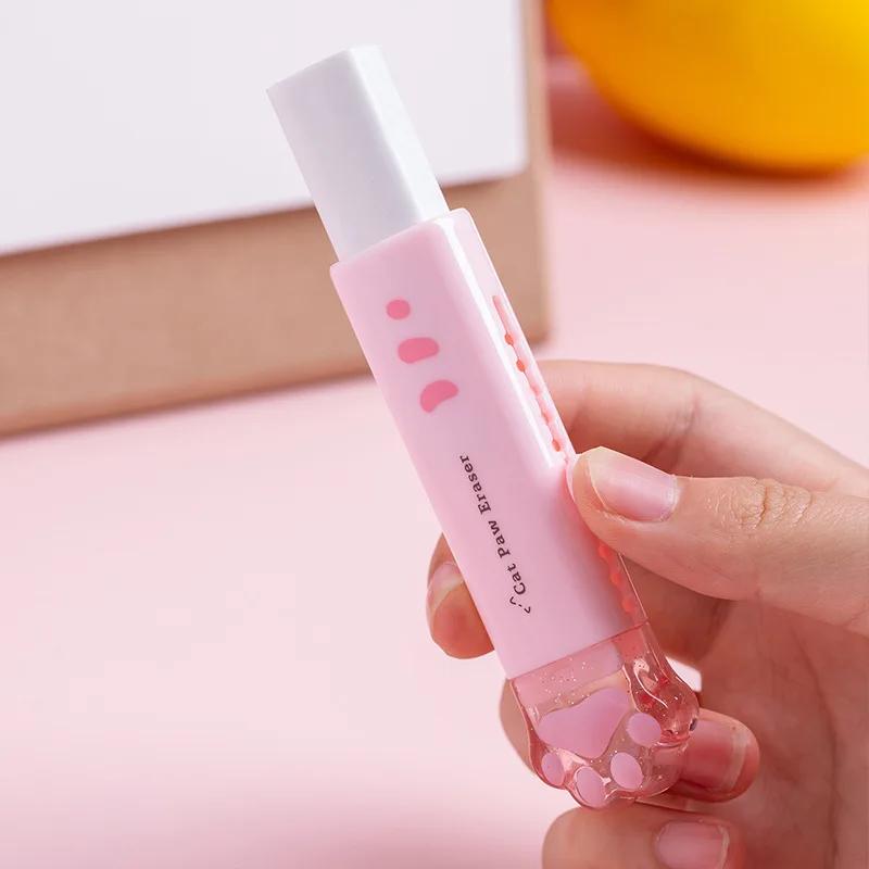 1pc Cute Cat Paw Rubber Push-pull Design, School Office Rubber Eraser, Creative Stationery Gift (4 Colors To Choose From)
