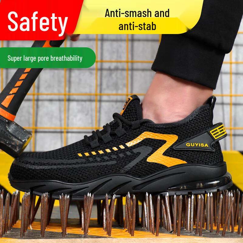GUYISA Men s Steel Toe Breathable Work Safety Shoes 42
