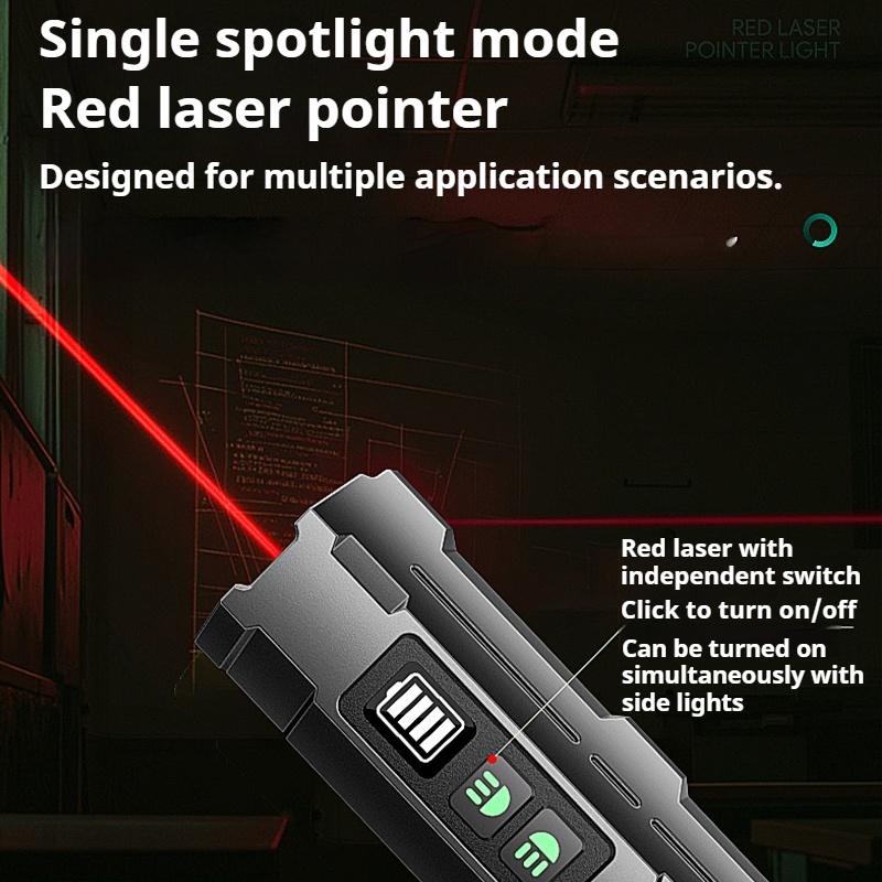 Magnetic Rechargeable Portable Work Light Flashlight with Battery Display, Dual Light Source Aluminum Alloy Body, Camping, Cold Resistant
