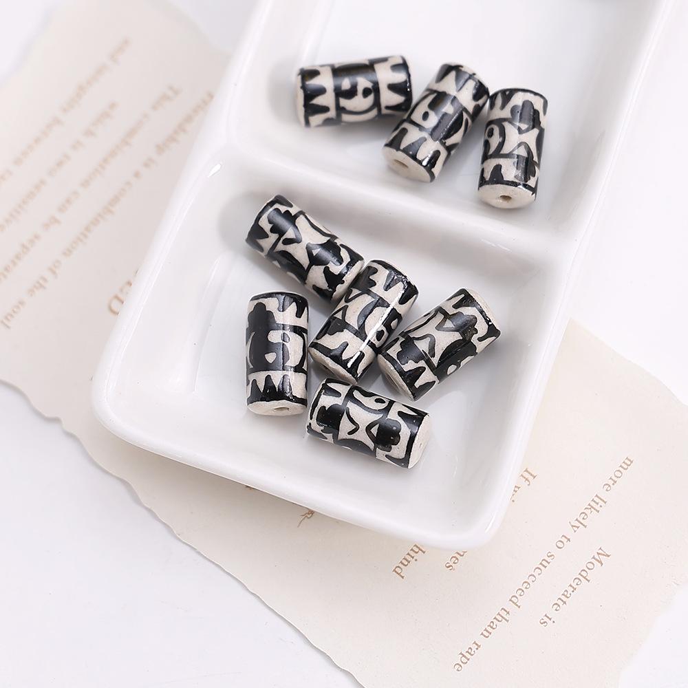 Retro Ethnic Hand-painted Ceramic Totem Beads: DIY Bracelet & Necklace Accessories