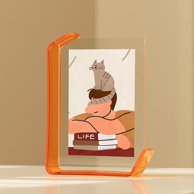 

Acrylic Picture Frames Clear Picture Frames Acrylic Frameless Transparent Cubes Floating Gift for Home Office Desktop Display for 10x15cm