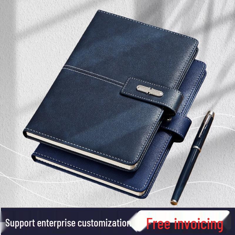 Exquisite Leather-Covered Notebook Set with Buckle - Customizable Student Diary