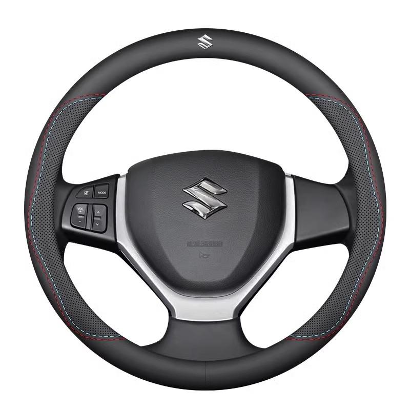 TLIN5 Car Leather Ventilate Anti-Slip Steering Wheel Cover For Suzuki S-Cross Swift SX4 Vitara Jimny Grand-Vitara Baleno Ciaz Samurai