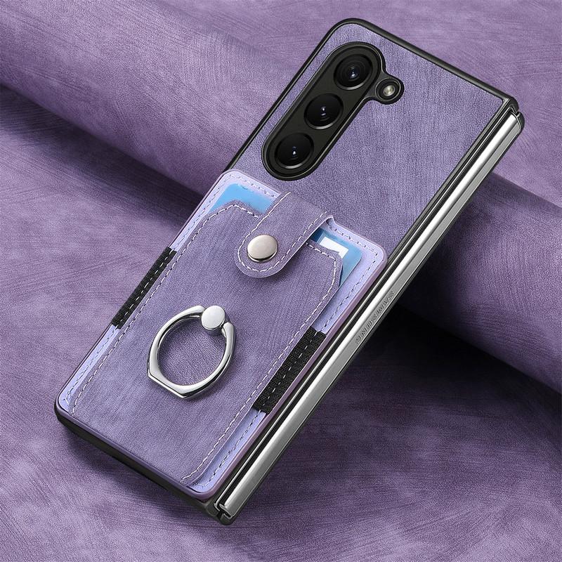 

Suitable for Galaxy Z Fold 6 5 Phone Case Z Fold 7 6 5 Suitable for Samsung Galaxy Z Fold 7 2025 Luxury Phone Case Leather Snap Ring Magnet Back Cover Galaxy Z Fold7 фіолетовий