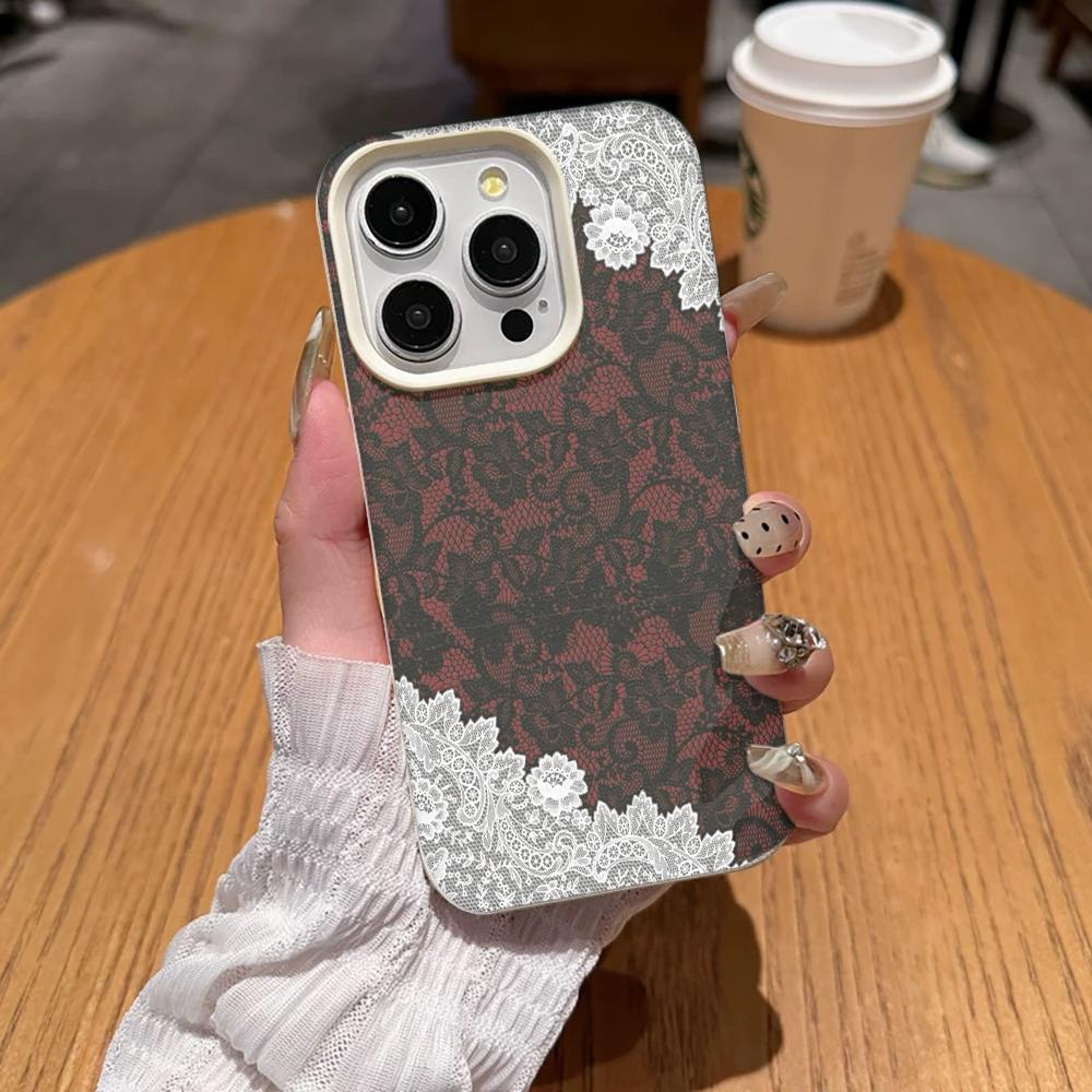 Original Fashion Lace Phone Case For IPhone 16 15 14 Plus Pro 13 12 11 17 Pro Max Case 17 Air Shockproof Soft Silicone Cover