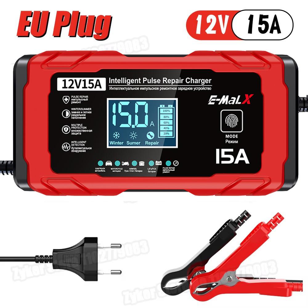 12V 15A 8A Car Motorcycles Smart Battery Charger For Lifepo4 Lead Acid AGM Digital Touch Screen Lithium iron Phosphate Charger